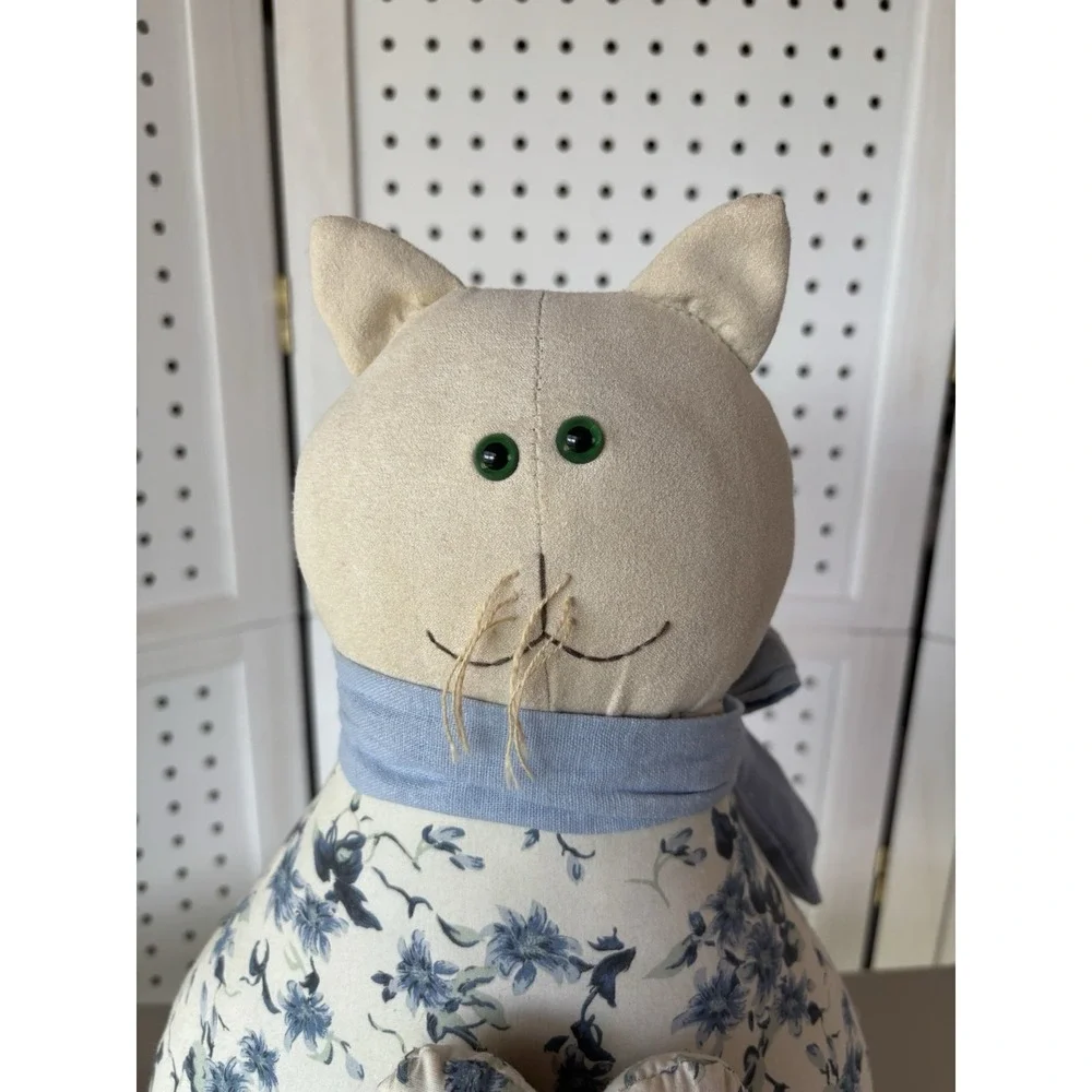 Our America Blue Floral Cat Door Jammer‎ 'Door-ables Door Stop Plush Weighted